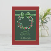rode groene kerstkrans feestdagenkaart (Staand voorkant)