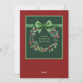 rode groene kerstkrans feestdagenkaart (Achterkant)