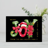 Rode Groene Kerstletters Illustratie Foto Kerstmis Folie Feestdagenkaart (Staand Voorkant)