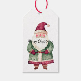 Rode groene kerstman cadeaulabel