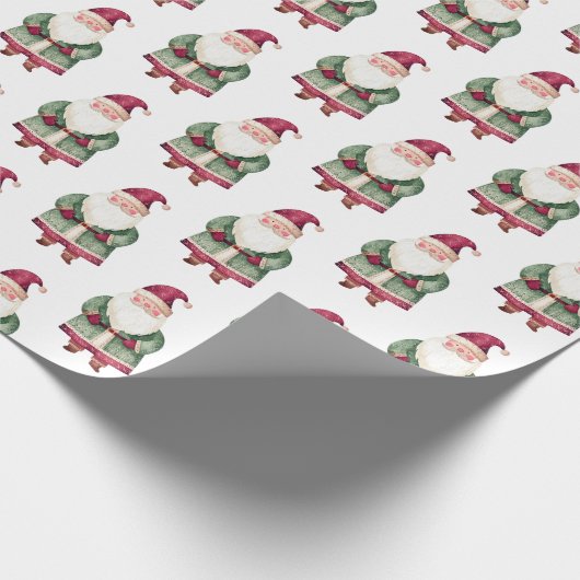 Rode groene kerstman cadeaupapier (Hoek)