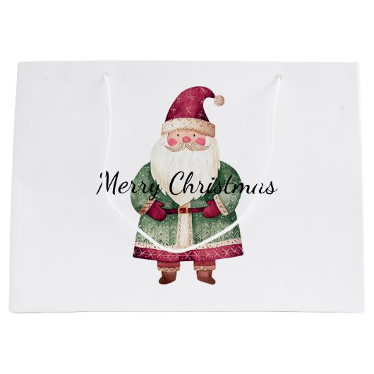 Rode groene kerstman groot cadeauzakje (Voorkant)