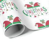 Rode Groene Kerstman Hoed Kerstmis Cadeaupapier (Rol Hoek)