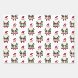 Rode groene kerstman inpakpapier vel