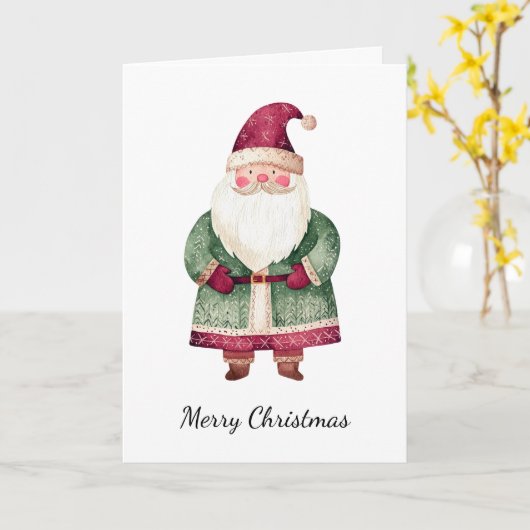 Rode groene kerstman kaart (Gele Bloem)