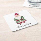 Rode groene kerstman kartonnen onderzetters (Schuin)