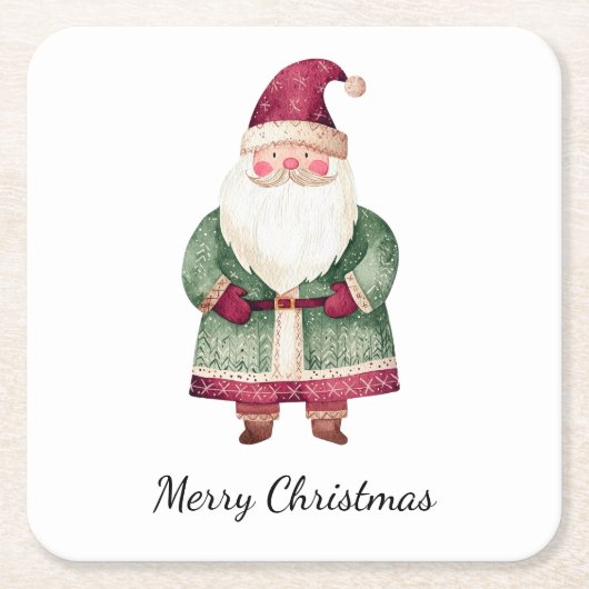 Rode groene kerstman kartonnen onderzetters (Voorkant)