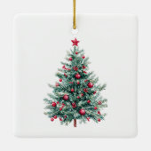 Rode groene kerstman keramisch ornament (Achterkant)