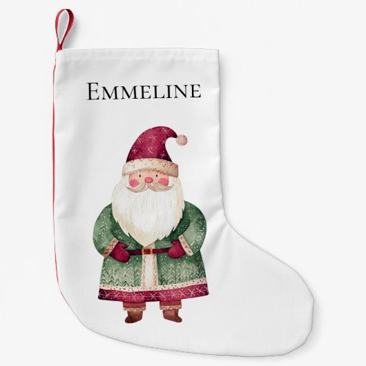 Rode groene kerstman kleine kerstsok (Voorkant)