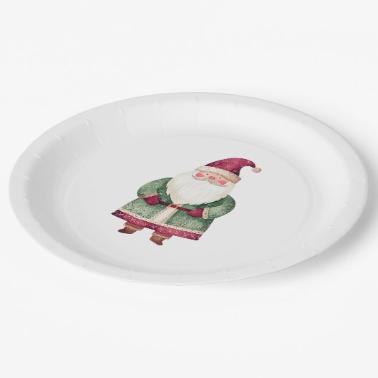 Rode groene kerstman papieren bordje (Gekanteld)