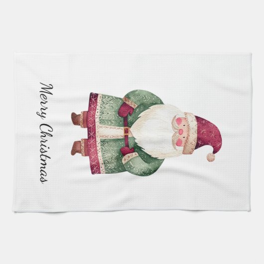 Rode groene kerstman theedoek (Horizontaal)