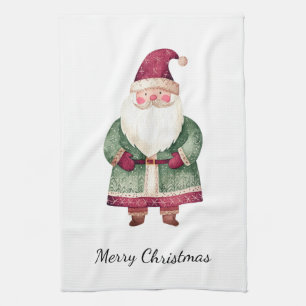 Rode groene kerstman theedoek