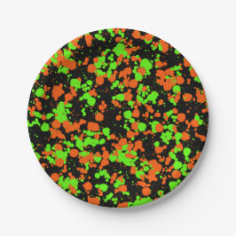 Rode Groene Kerstmanhoed met Spatpaint  Papieren Bordje