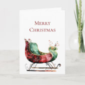 Rode groene kerstslee kaart (Voorkant)