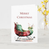 Rode groene kerstslee kaart (Gele Bloem)