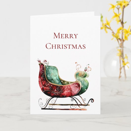 Rode groene kerstslee kaart (Gele Bloem)