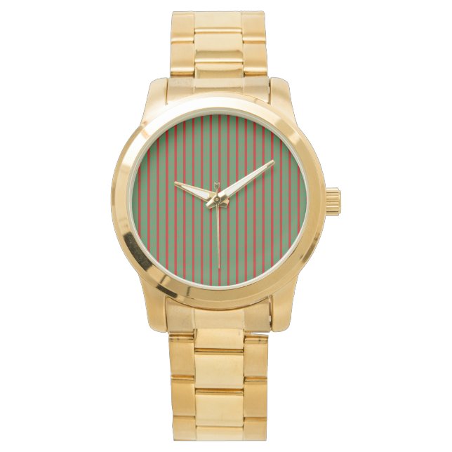 Rode Groene Kerstsok op Groen Rood Horloge (Voorkant)