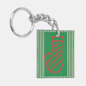 Rode groene kerstsok op groen sleutelhanger (Voorkant Links)