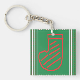 Rode groene kerstsok op groen sleutelhanger