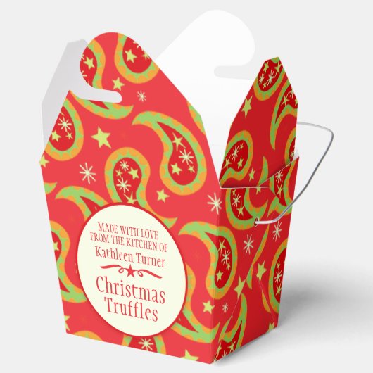 Rode groene kerstster paisley geschenkdoos bedankdoosjes (Geopend)