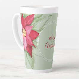 Rode Groene Kerstster Poinsettia Waterverf Latte Mok