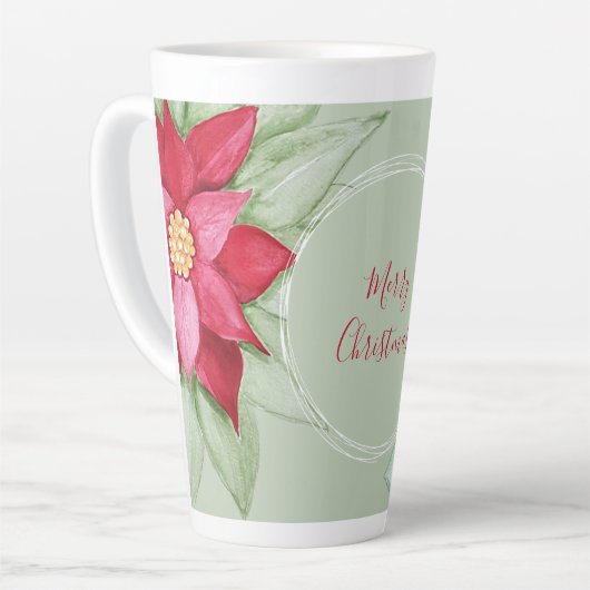 Rode Groene Kerstster Poinsettia Waterverf Latte Mok (Linkerhoek)