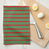 Rode Groene Kerststrump op Groen Rood Theedoek (Quarter Fold)