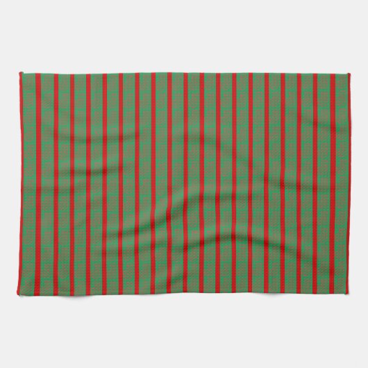 Rode Groene Kerststrump op Groen Rood Theedoek (Horizontaal)
