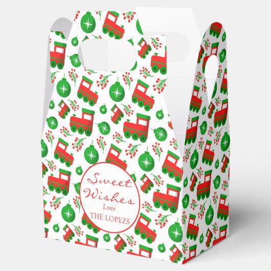 Rode groene kersttractoren, bessen, Ornamenten Bedankdoosjes (Geopend)