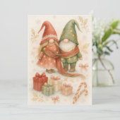 Rode groene kerstvakantie Gnome Wenskaart Feestdagenkaart (Staand voorkant)