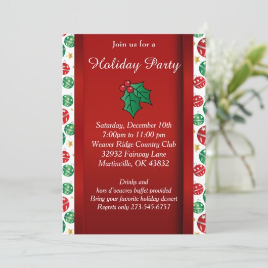 Rode groene kerstvakantie kaart (Staand voorkant)