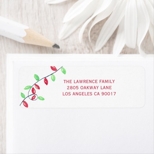 Rode Groene Kerstvakantie String Lights Adres Etiket (Insitu)