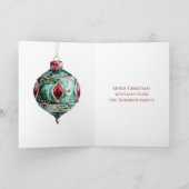 Rode groene kerstversiering kaart (Binnen)