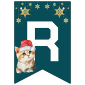 Rode Groene kitten kat Santa Vrolijk Kerstfeest Vlaggetjes (Derde vlag)