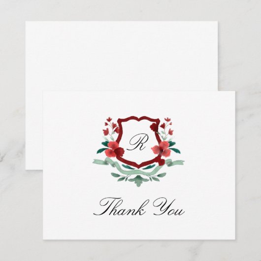 Rode & Groene Klassieke Kerst Crest Bedankkaart (Voorkant / Achterkant)