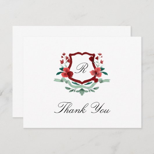 Rode & Groene Klassieke Kerst Crests Bedankkaart (Voorkant / Achterkant)