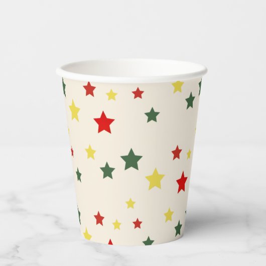 Rode Groene Kleurrijke Feestelijke Moderne Vrolijk Papieren Bekers (Voorkant)