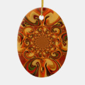 Rode groene kool Retro  bloemen design Keramisch Ornament (Voorkant)