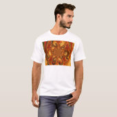 Rode groene kool Retro bloemen design T-shirt (Voorkant volledig)