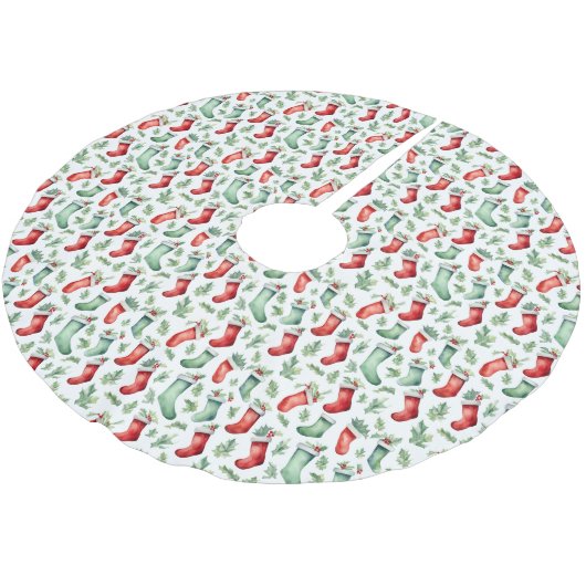 Rode groene kousen Holly Christmas Kerstboom Rok (Gekanteld)