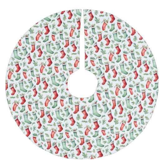Rode groene kousen Holly Christmas Kerstboom Rok (Voorkant)