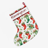 Rode groene kousen patroon op kerstkousen grote kerstsok (Achterkant (Hangend))