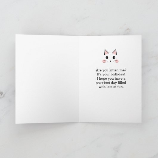 Rode Groene Krans Bow Kat Kerstmis Verjaardag Kaart (Binnen)