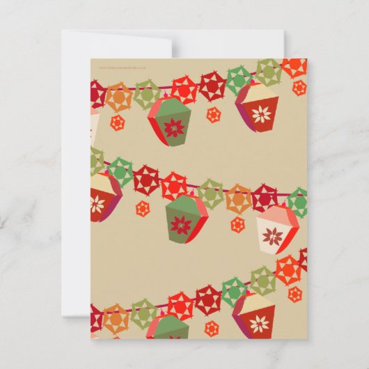 Rode + Groene Lantaarns Aangepaste Kerstmis Uitnod Kaart (Achterkant)