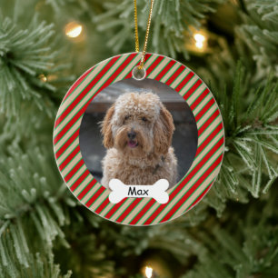 Rode groene lijnen Aangepaste huisdier puppy hond Keramisch Ornament