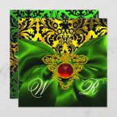 RODE GROENE LINT GOUD KELTISCH HART DAMAST MONOGRA KAART (Voorkant / Achterkant)