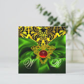 RODE GROENE LINT GOUD KELTISCH HART DAMAST MONOGRA KAART (Staand voorkant)