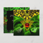 RODE GROENE LINT GOUDE KELTEN HART DAMAST MONOGRAM KAART (Voorkant / Achterkant)