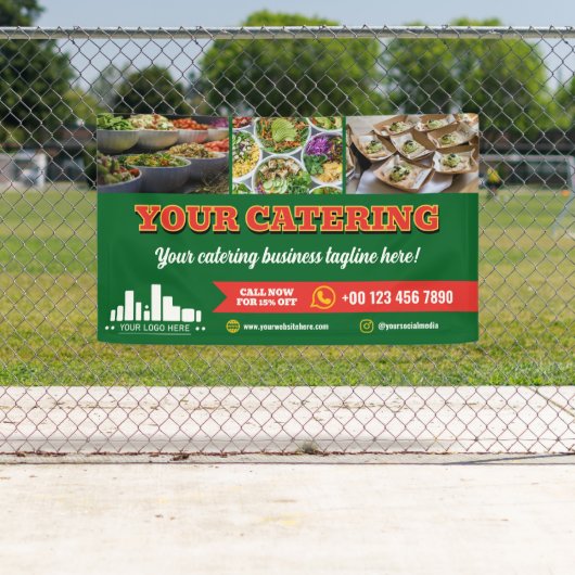 Rode Groene Logo Foto Catering Marketing Spandoek (Insitu)