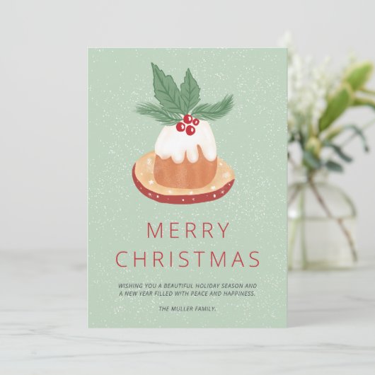 Rode groene maffia rustige kersttaart kaart (Staand voorkant)